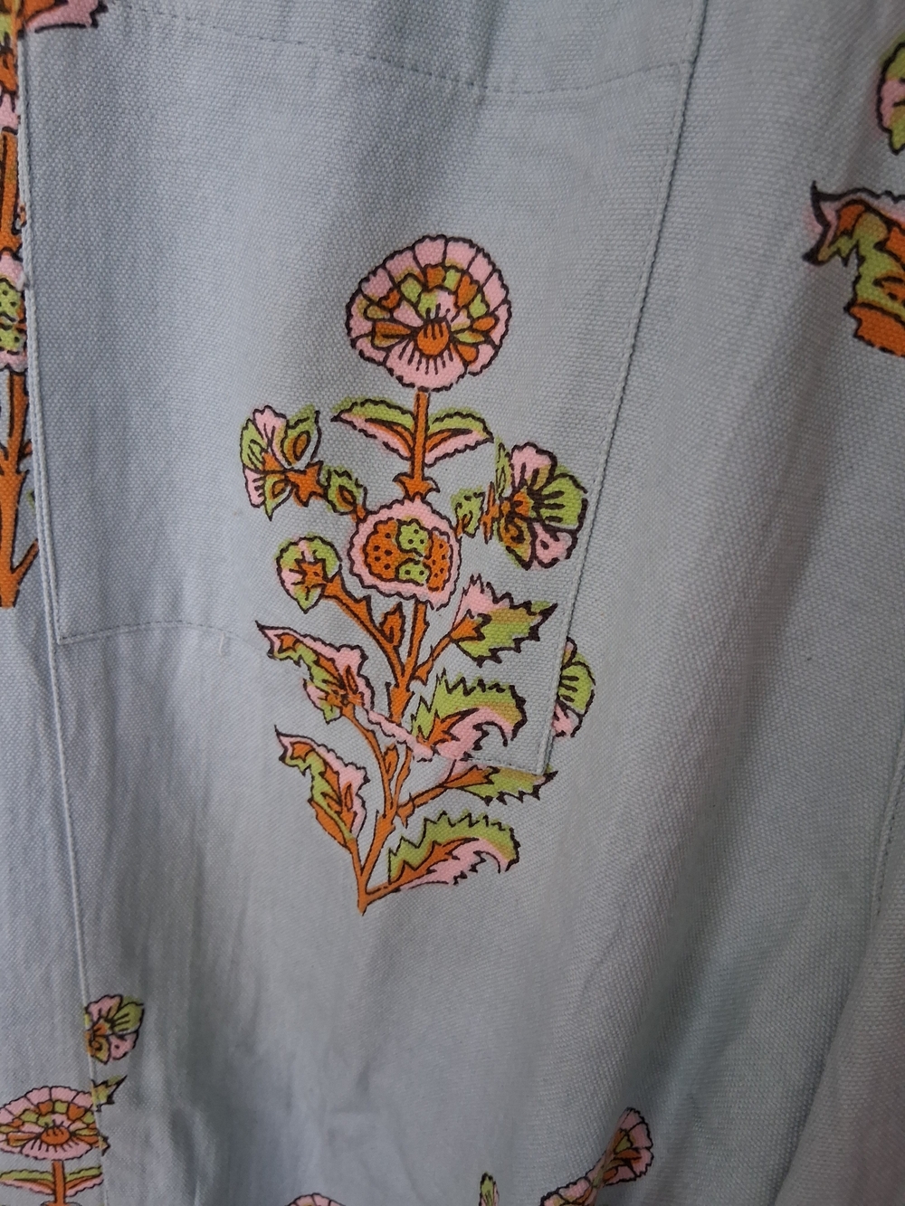 ivy jane Set. Light Blue Floral Embroidered Jacket with Pink Flower Buttons. - Picture 5 of 6